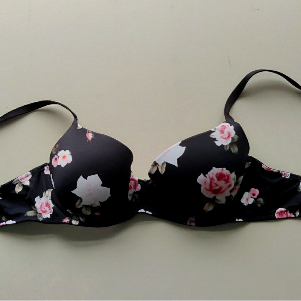 floral VS pink lightly lined bra